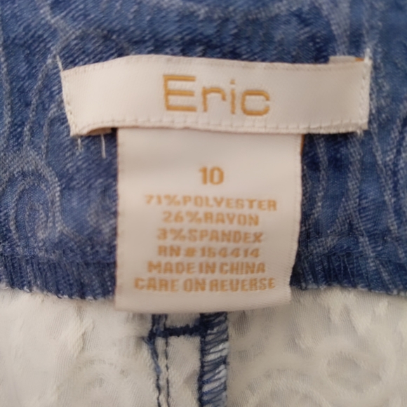 Eric Patterned Blue Jeans size 10 - Picture 3 of 8